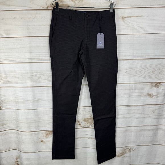 The Original Ben Sherman Dark Chocolate Check Print Straight Fit Size 28x34 - Picture 1 of 9